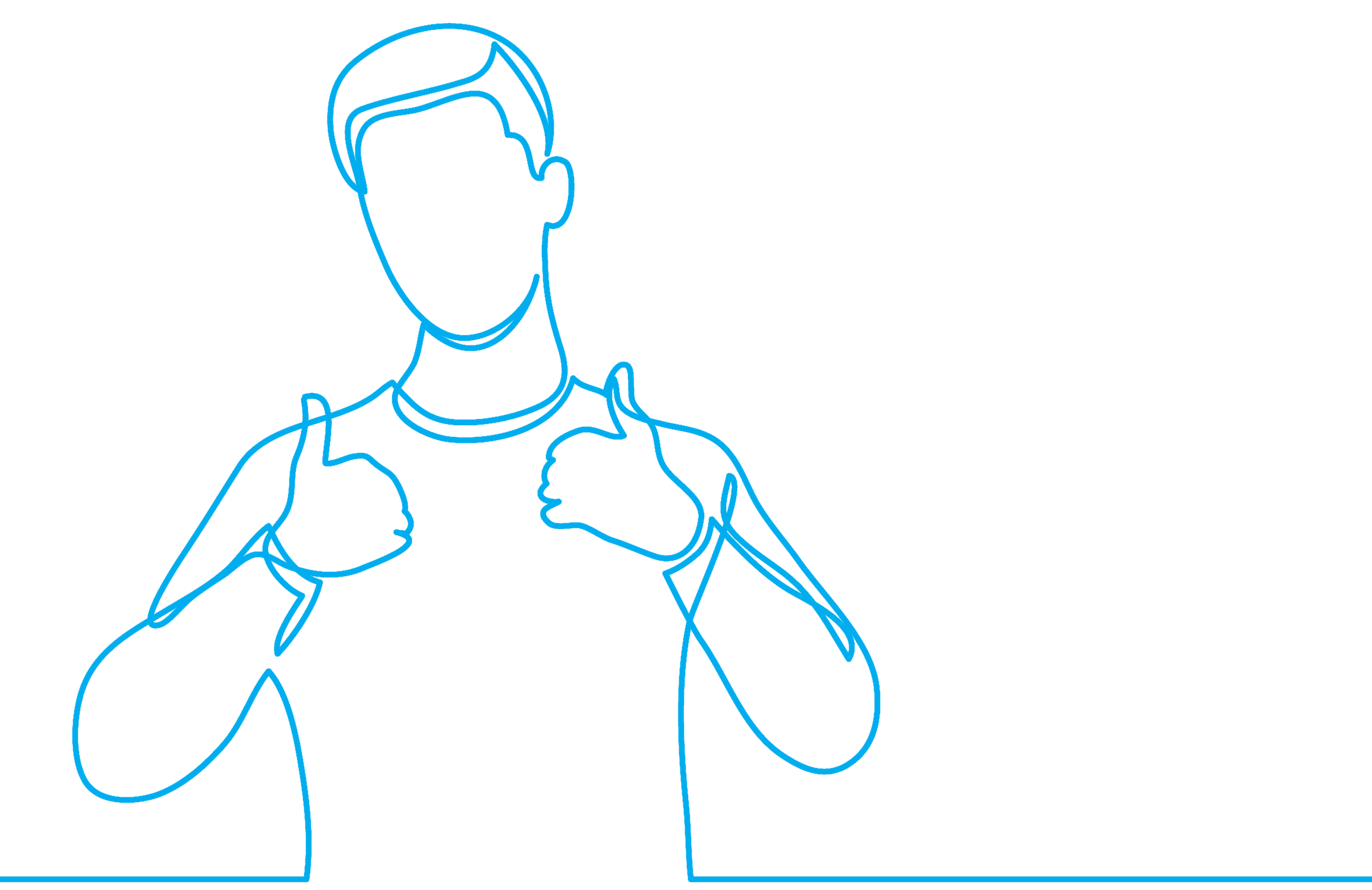 Line drawing man thumbs up